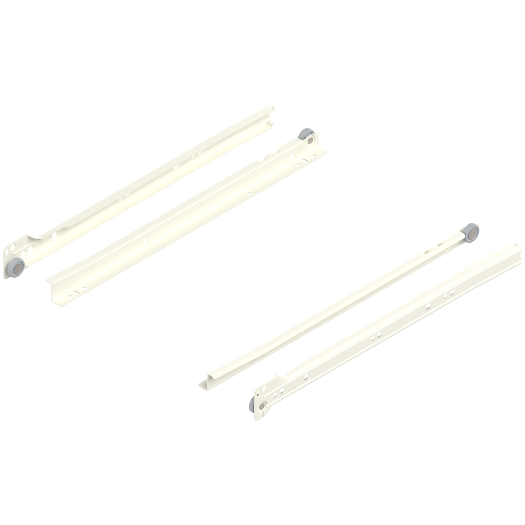 Blum Rollschubführung Teilauszug 350 mm, 25 kg, EB=12,5 mm, RAL 9001 cremeweiß