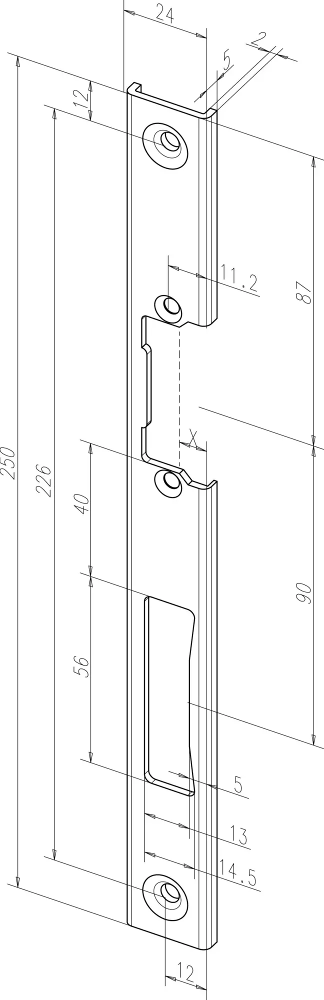 ASSA Flachschliessblech 391 HZ-U | 250 x 24 x 2mm