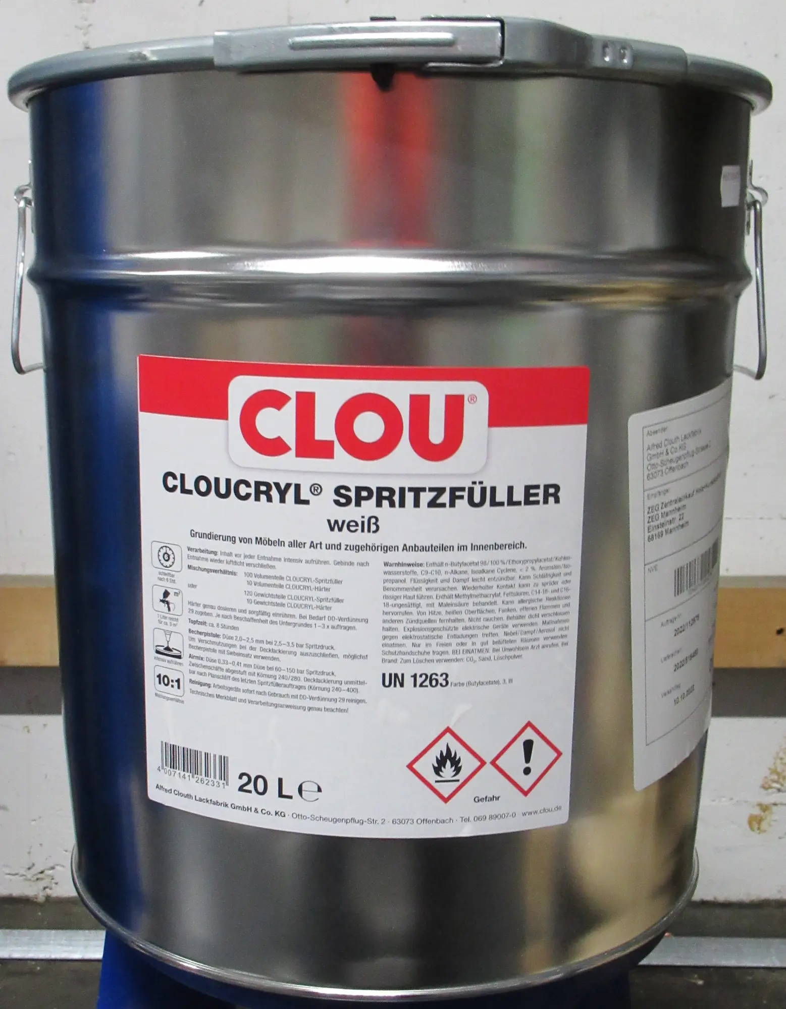 Clou Cloucryl Spritzfüller weiß  20 Liter,