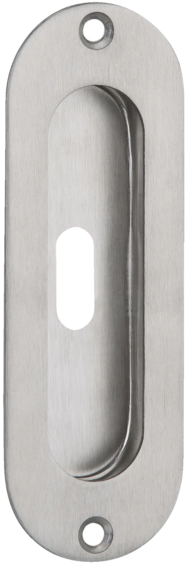 Hermat OL-Schiebetürmuschel 3673, ohne Lochung, abgerundet, Maße 120x40mm, Edelstahl matt, 14583