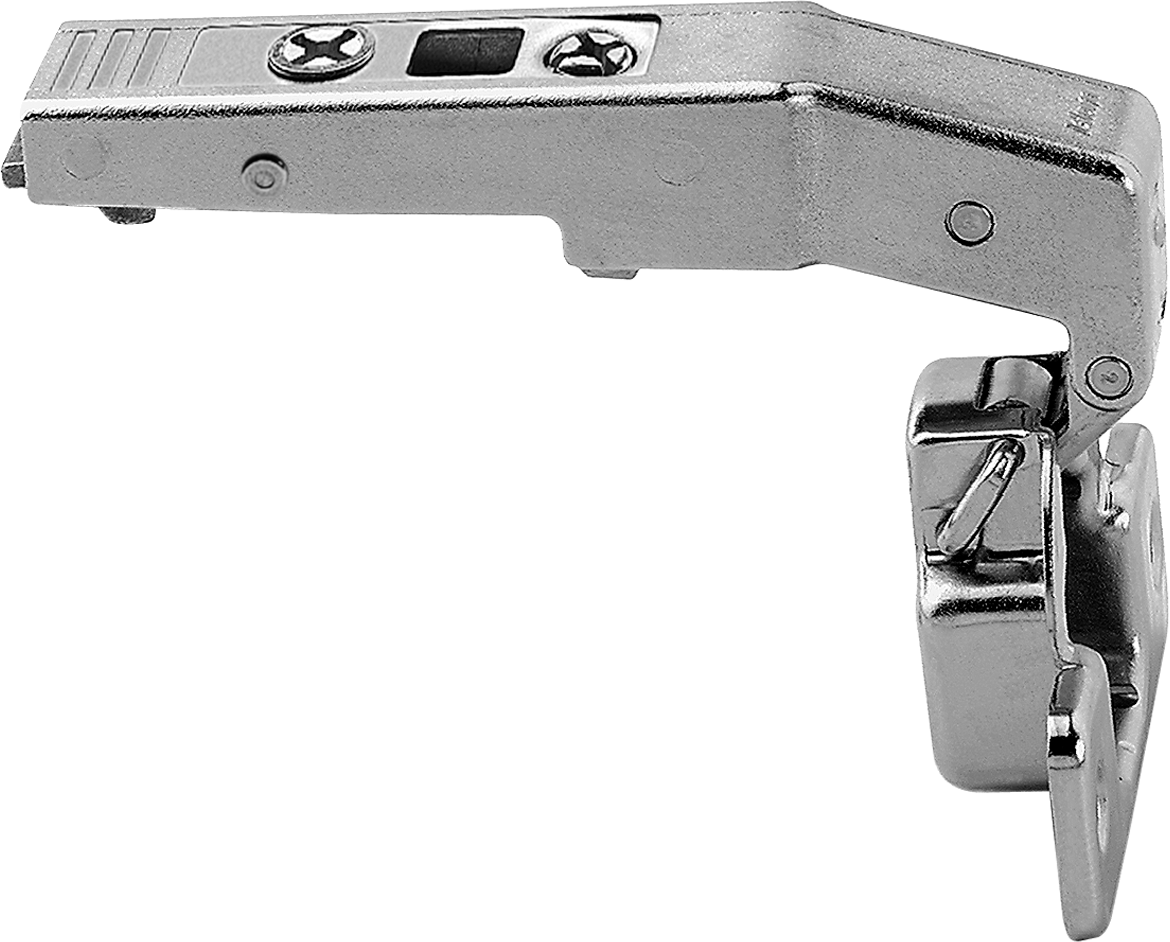 Blum Clip top Stollenscharnier 95°, innenliegend, ohne Feder, Topf: Schrauben, vernickelt