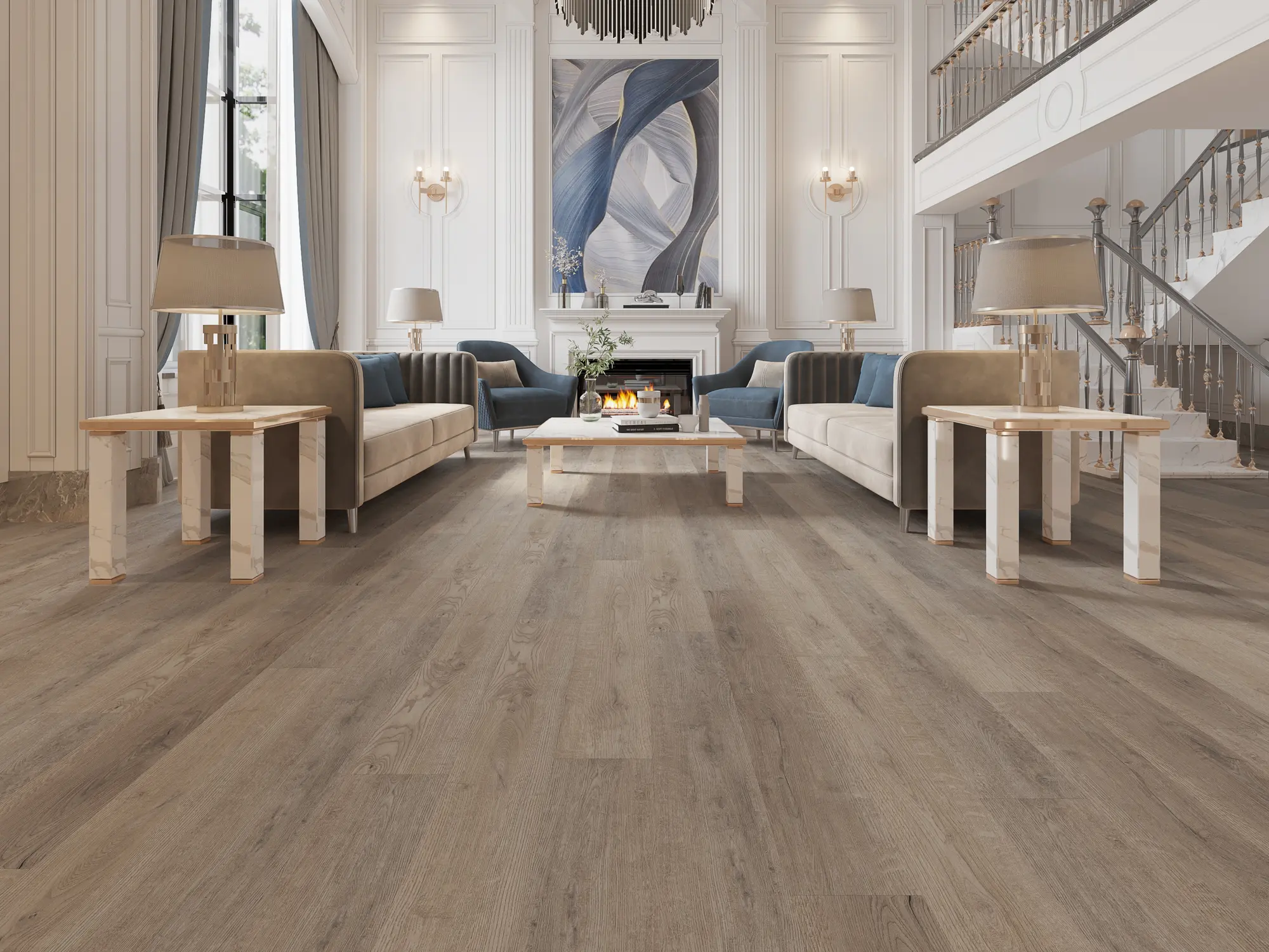 Designbelag Rigid SPC XL Oak brown, 4-seitig Microfase, lackiert, inkl. Trittschalldämmung, NK 33