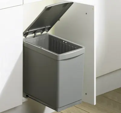 Hettich Bin.it Easy, Einbausammler Eimer und Deckel Kunststoff grau 1 x 16 Liter 9079903