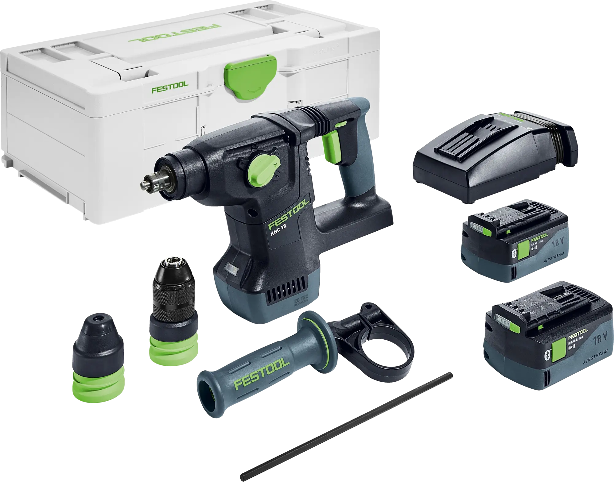 Festool Akku-Kombihammer KHC 18 5,0 EBI-Plus, inkl. 2x Akkupack BP 18 Li 5,0 ASi und Zubehör, 577448