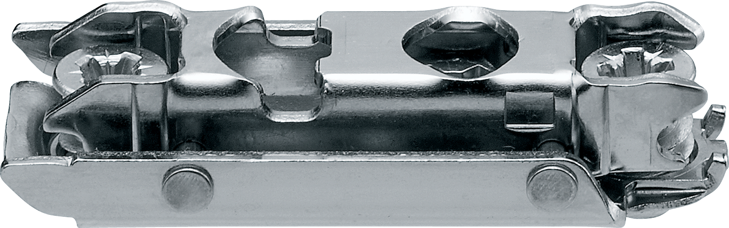 Blum Clip Montageplatte 0 mm, gerade (20/32 mm), Mittelanschlag, Stahl, vormontierte Systemschrauben