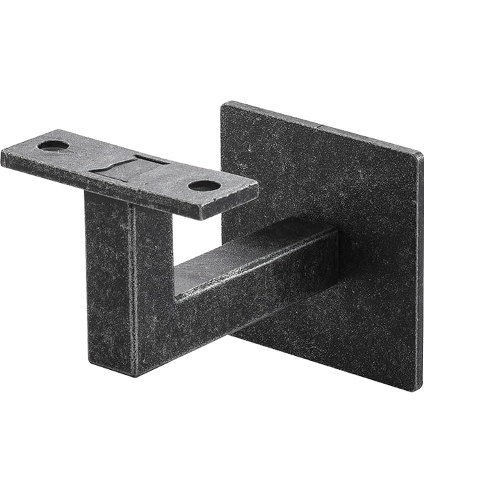 Halcö Handlaufstütze eckig, ZN ohne Bohrlöcher inkl.Stockschraube M10x60 mm schwarz passiviert 