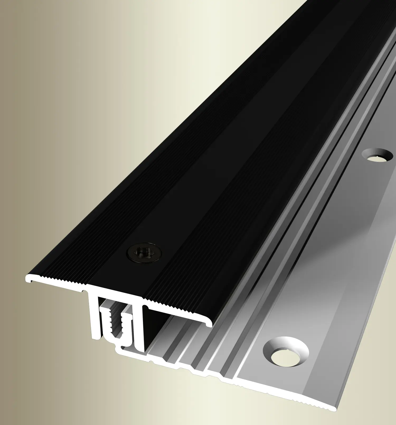 Übergangsprofil Typ 388, Alu eloxiert, schwarz, Verstellfunktion 7-15 mm, für Laminat und Parkett