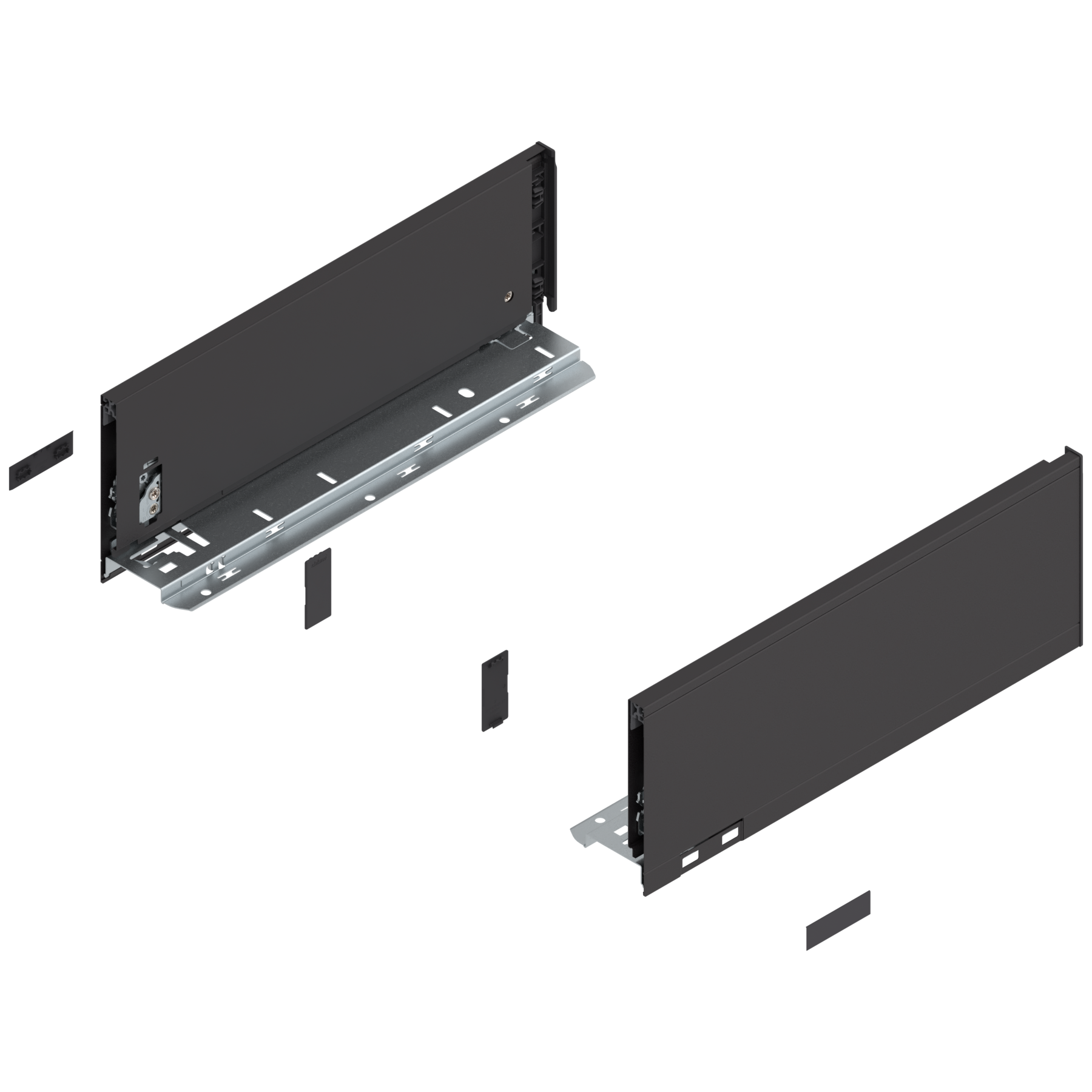 Blum Legrabox pure Zargen Set, Höhe K (128,3 mm), NL 350 mm, links/rechts, terraschwarz matt