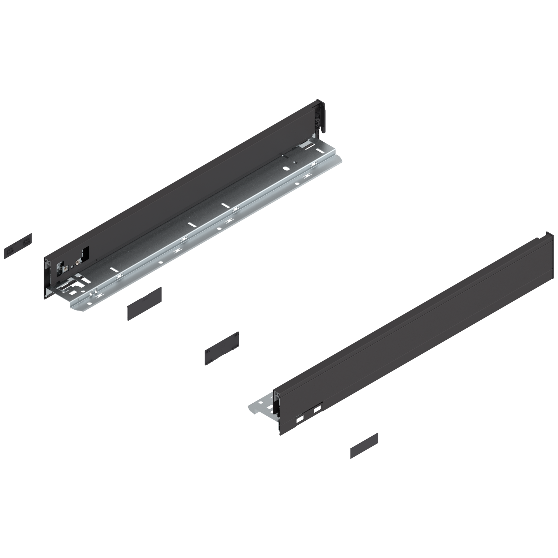 Blum Legrabox pure Zargen Set, Höhe N (66,3 mm), NL 500 mm, links/rechts, terraschwarz matt