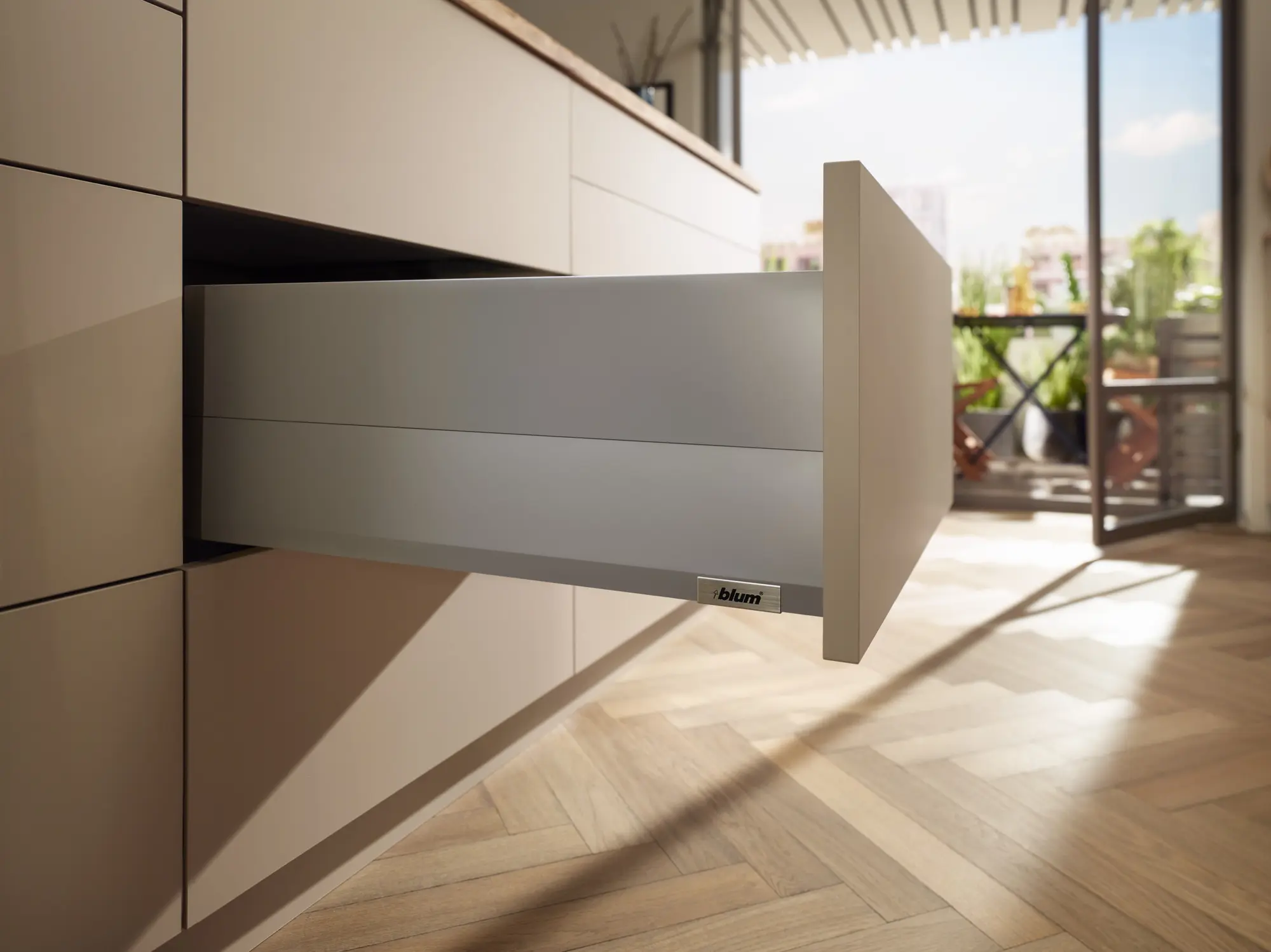 Merivobox Set Modular mit Boxcap Frontauszug Höhe E Indiumgrau