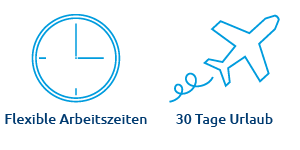 Icon Flexible Arbeitszeiten und 30 Tage Urlaub