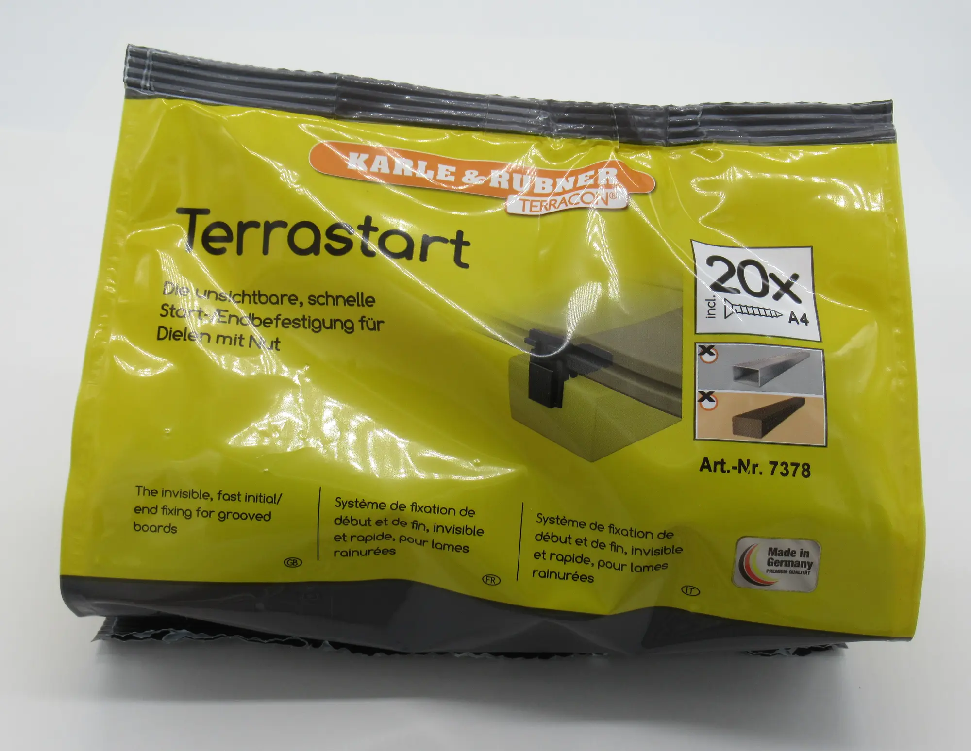 Terrastartmit Bohrschraube für Alu-Unterkonstruktion und Edelstahlschraube für