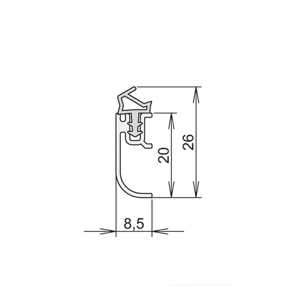 Athmer Unitherm Rahmen Dichtleiste FAS-20,  Länge 2100mm,  silber eloxiert,  319204