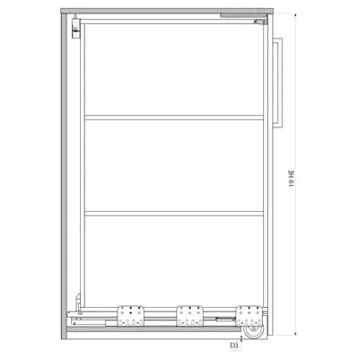 Hettich Big Org@Tower Wood Zeichnungen Einbaubreite Variante 192,  392 mm, Lochreihe 32mm, 9209621