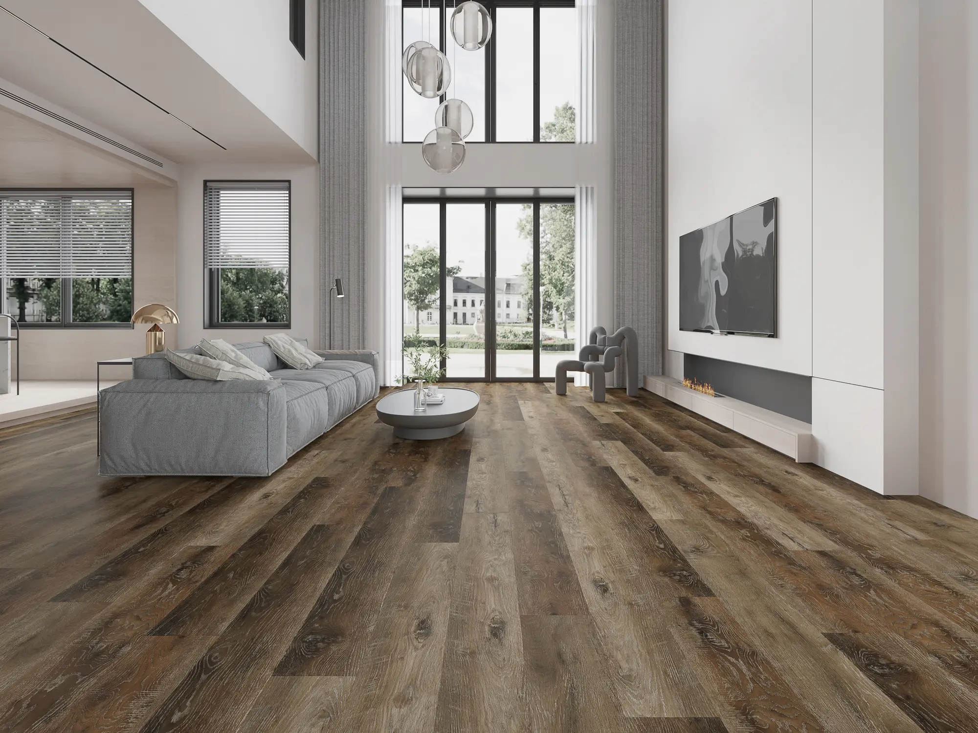 Designbelag Rigid SPC XL Oak dark, 4-seitig Microfase, lackiert, inkl. Trittschalldämmung, NK 33