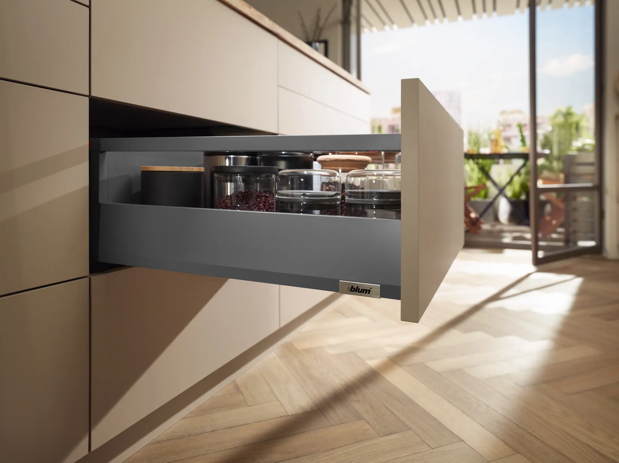 Merivobox Modular mit Reling Frontauszug Höhe E Oriongrau