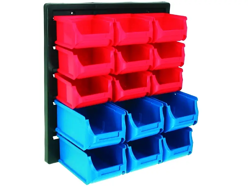 Lagersichtboxen-Set 15-tlg mit Wandhalter 340x180x540 mm 45.712