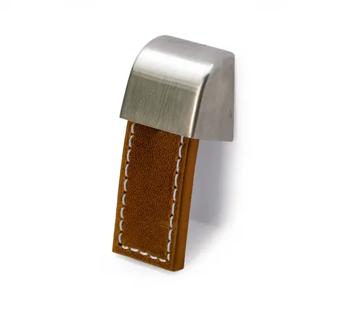 Hettich Möbelknopf Agna Leder braun Edelstahl Optik, 9113451