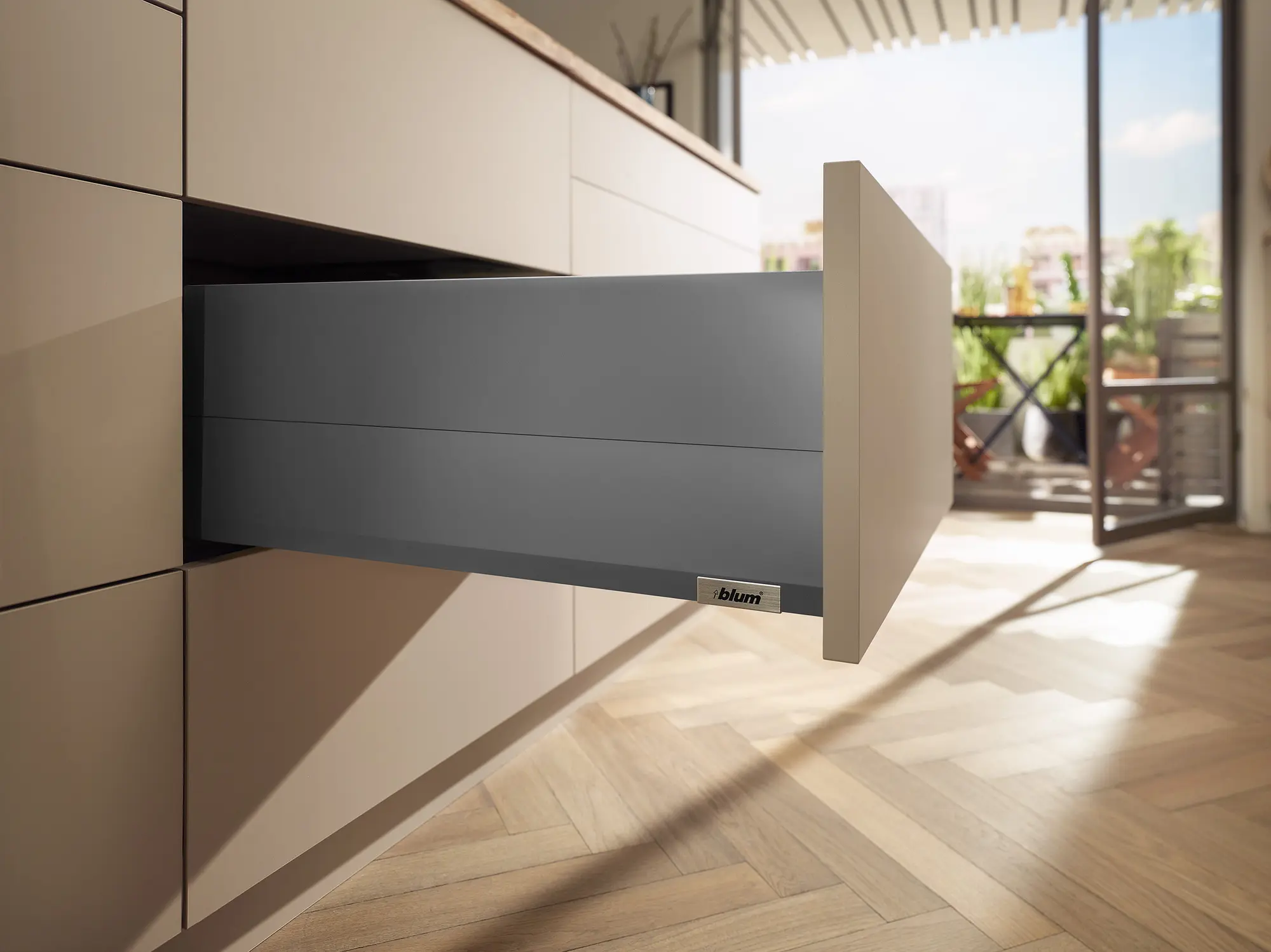 Merivobox Set Modular mit Boxcap Frontauszug Höhe E Oriongrau