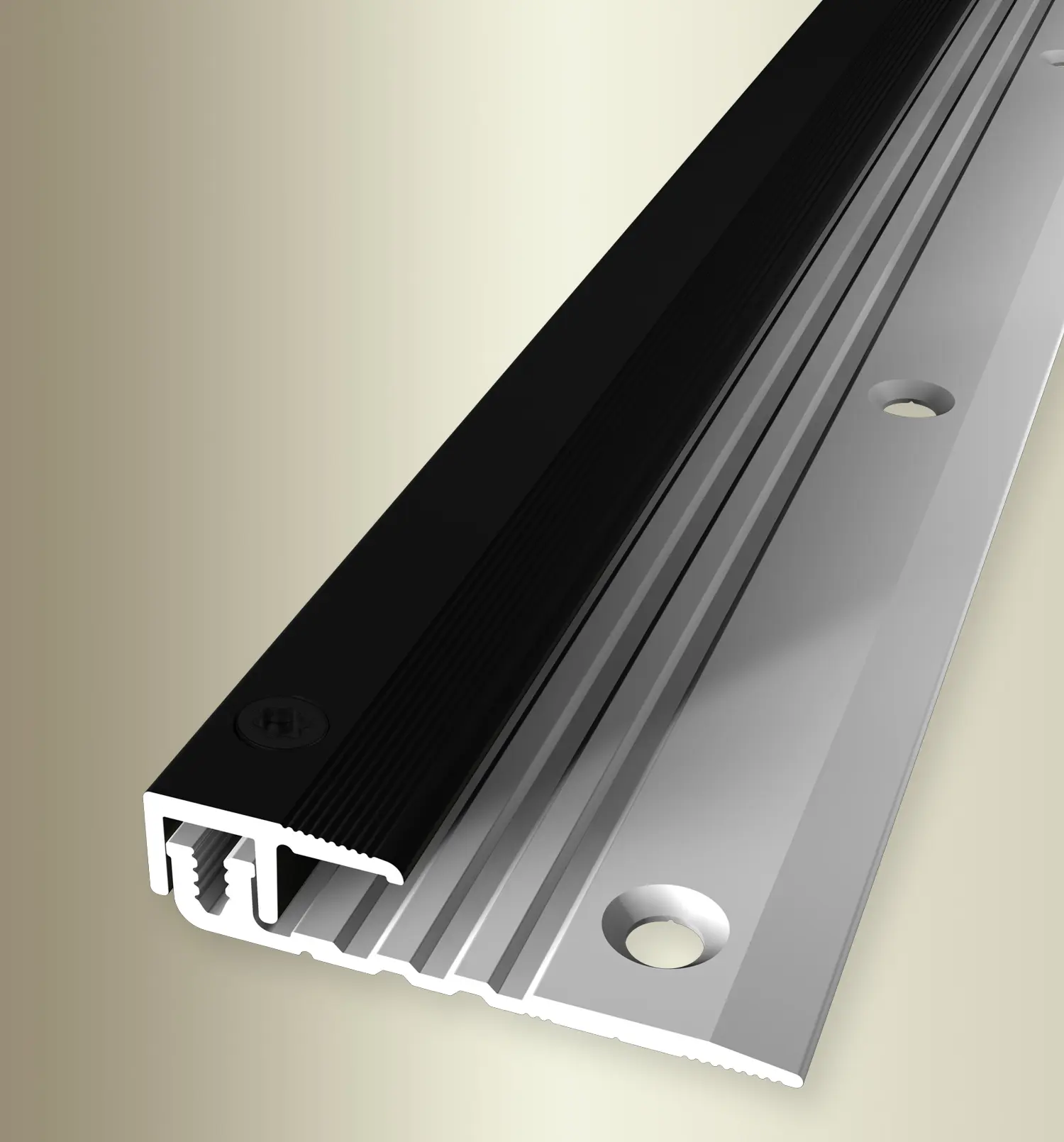 Abschlussprofil Typ 377, Alu eloxiert,  schwarz, Verstellfunktion 4-9, 5 mm, für Vinylböden