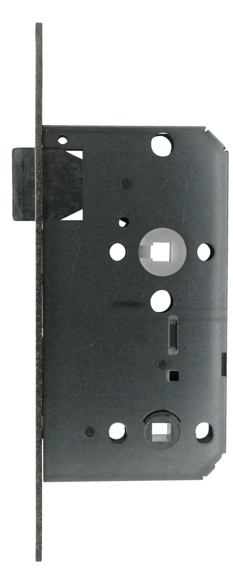 BMH Zimmertürschloss WC 55/78/8mm, Klasse 2, DIN Rechts, Stulp 18x235x3mm, rund, silber lackiert