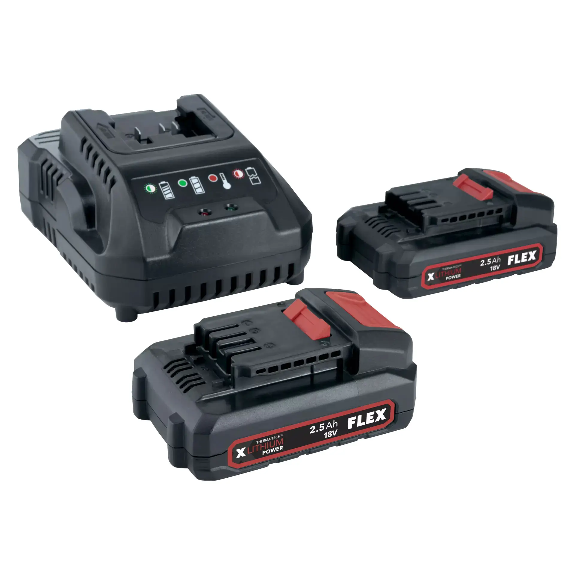 Flex Akku P-Set 22 Q Set bestehend aus einem Ladegerät 18.0 Volt und zwei Akku-Packs 2,5 Ah 18,0 V.