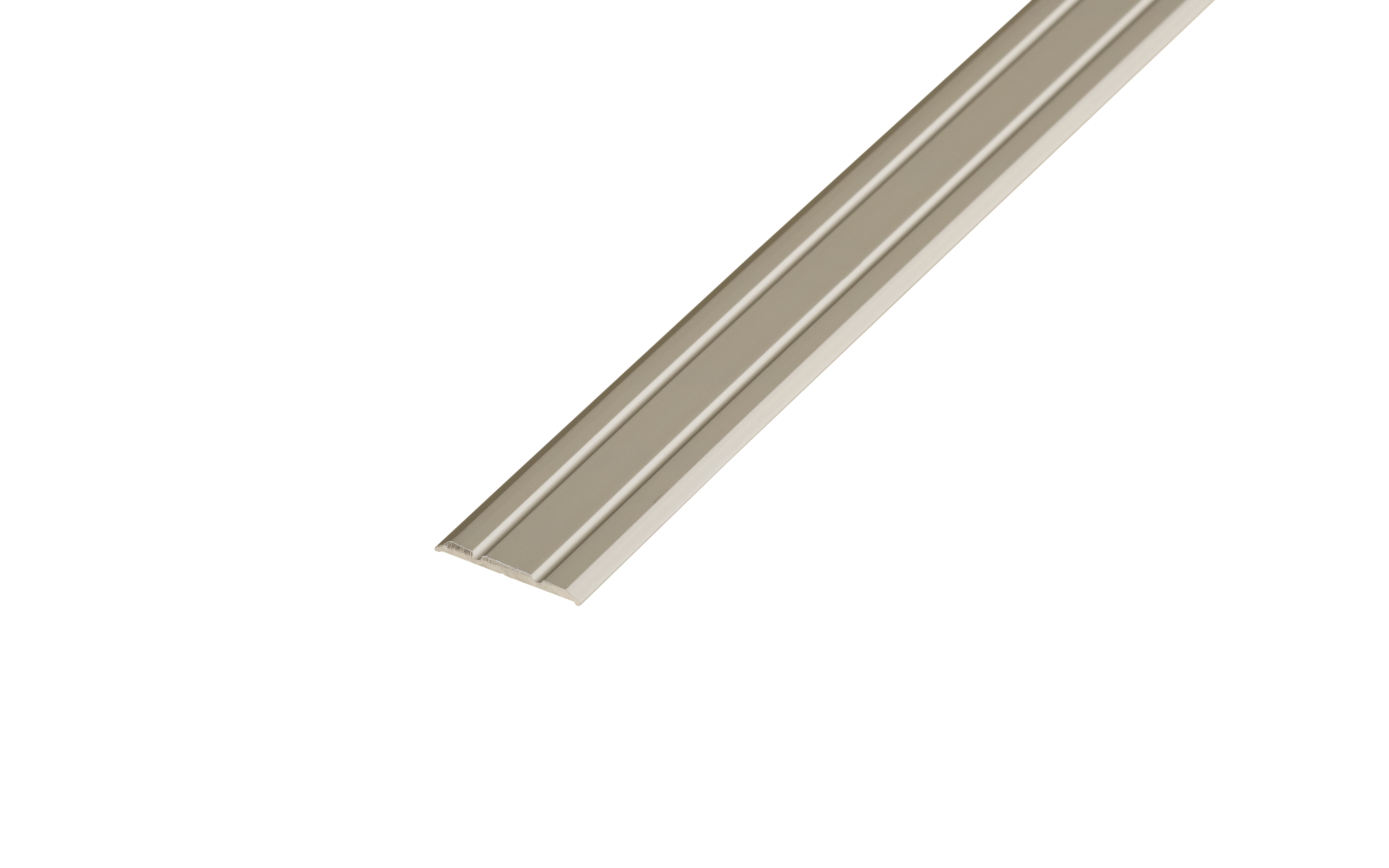 Übergangsprofil 25 mm flach selbstklebend, Oberfläche mit 2 Rillen, Alu eloxiert edelstahlfarben