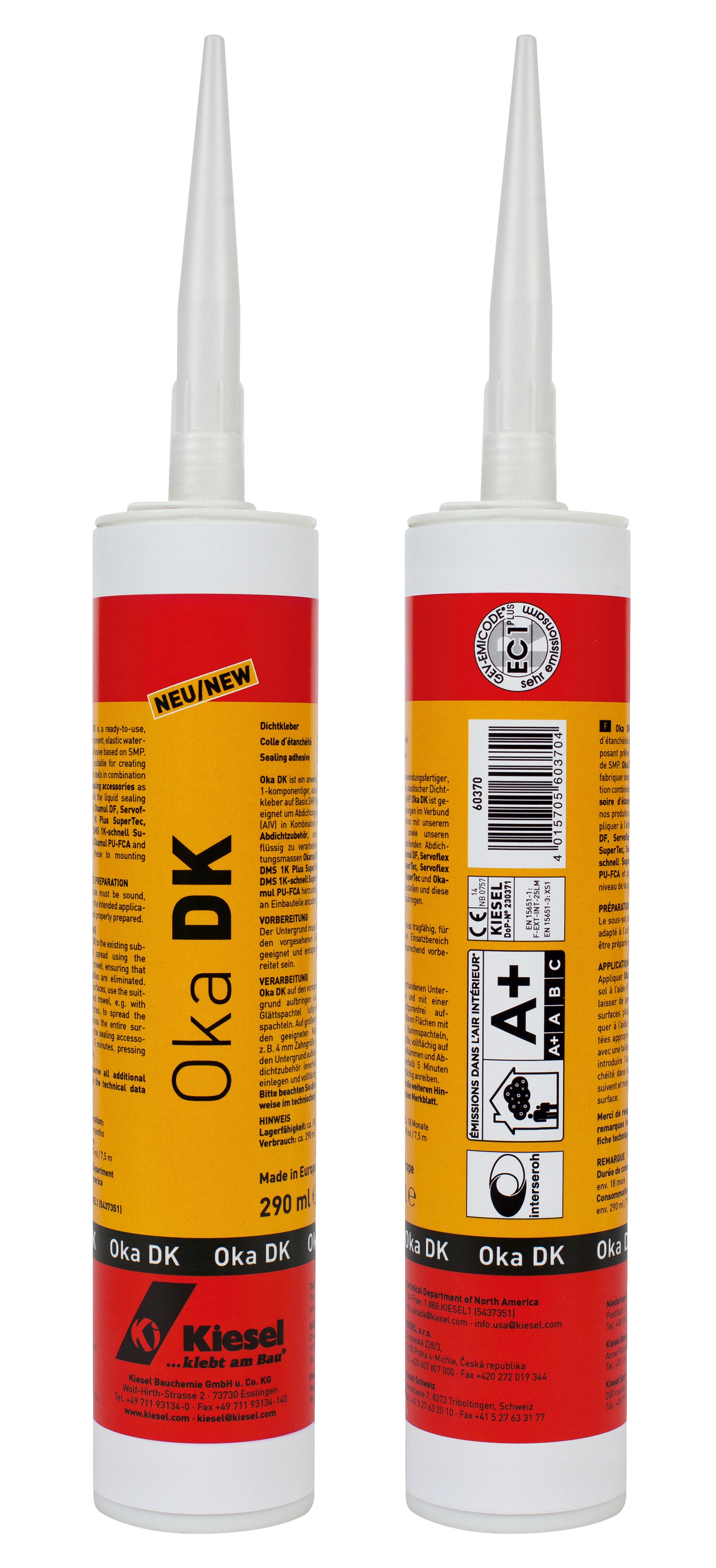 Kiesel OKA DK Dichtkleber, Farbe grau, 290 ml Kartusche, 60370
