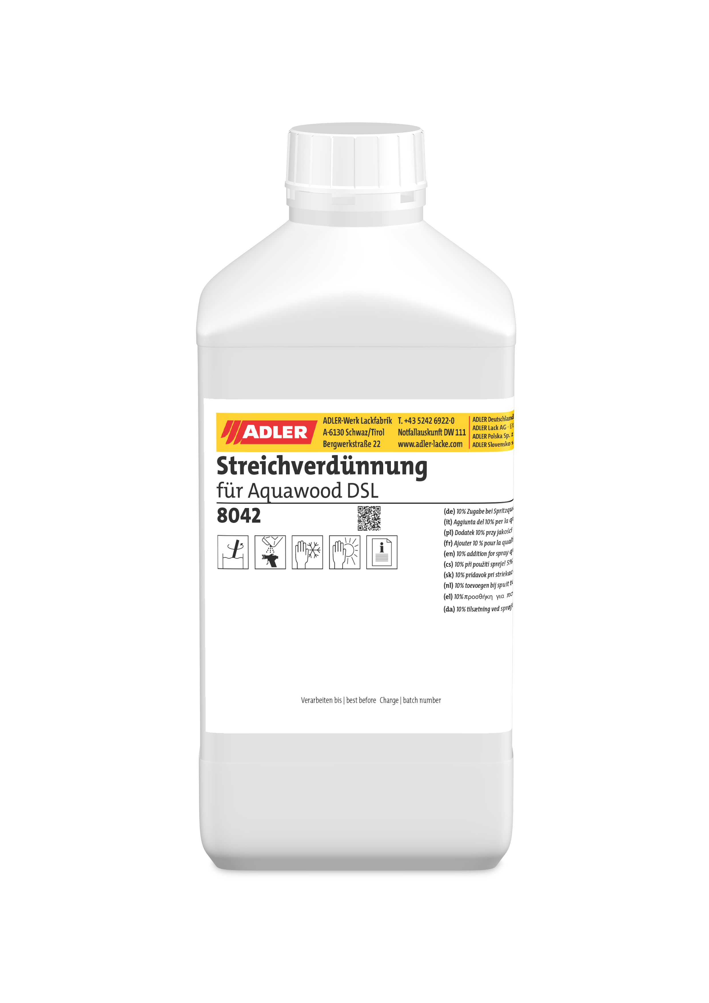 Adler Streichverdünnung BFL, für Aquawood DSL, 1 Liter