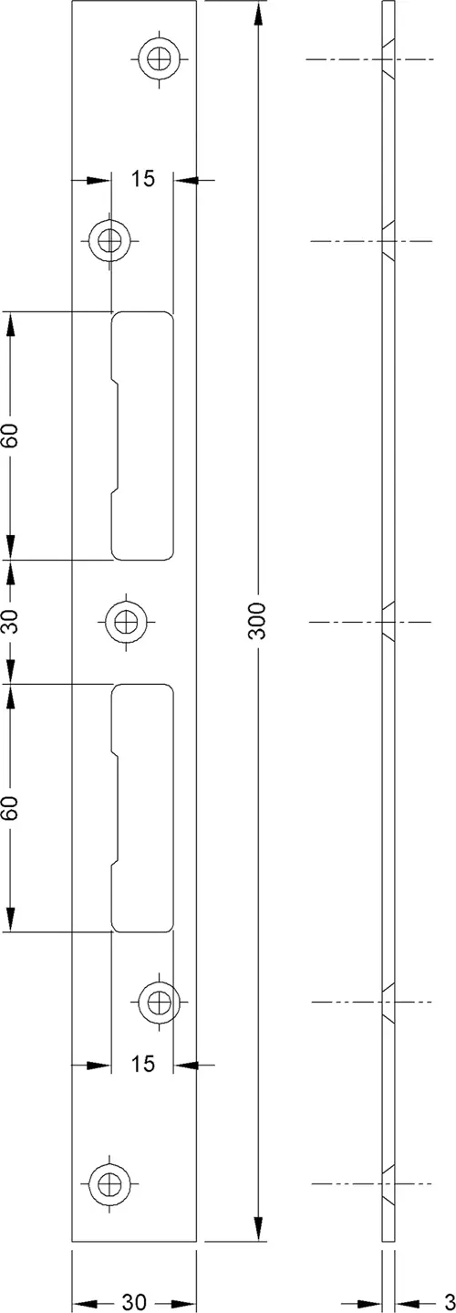 GSG Sicherheits-Flachschließblech, 500x30x3mm, käntig, verzinkt, 11-84020-0008