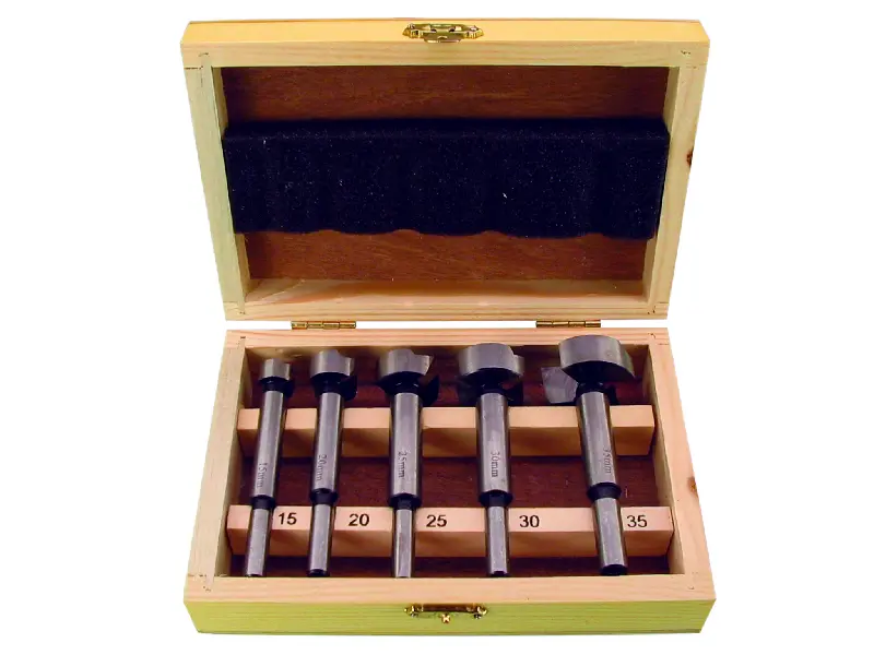 Forstnerbohrer-Set 5-tlg-WS-15/20/25/30/35 mm im Holzkasten 067.09
