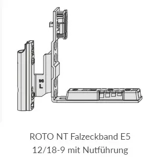 Falzeckband mit Nutführung NT/NX für Holzfenster E5 12/18/9 links  815403