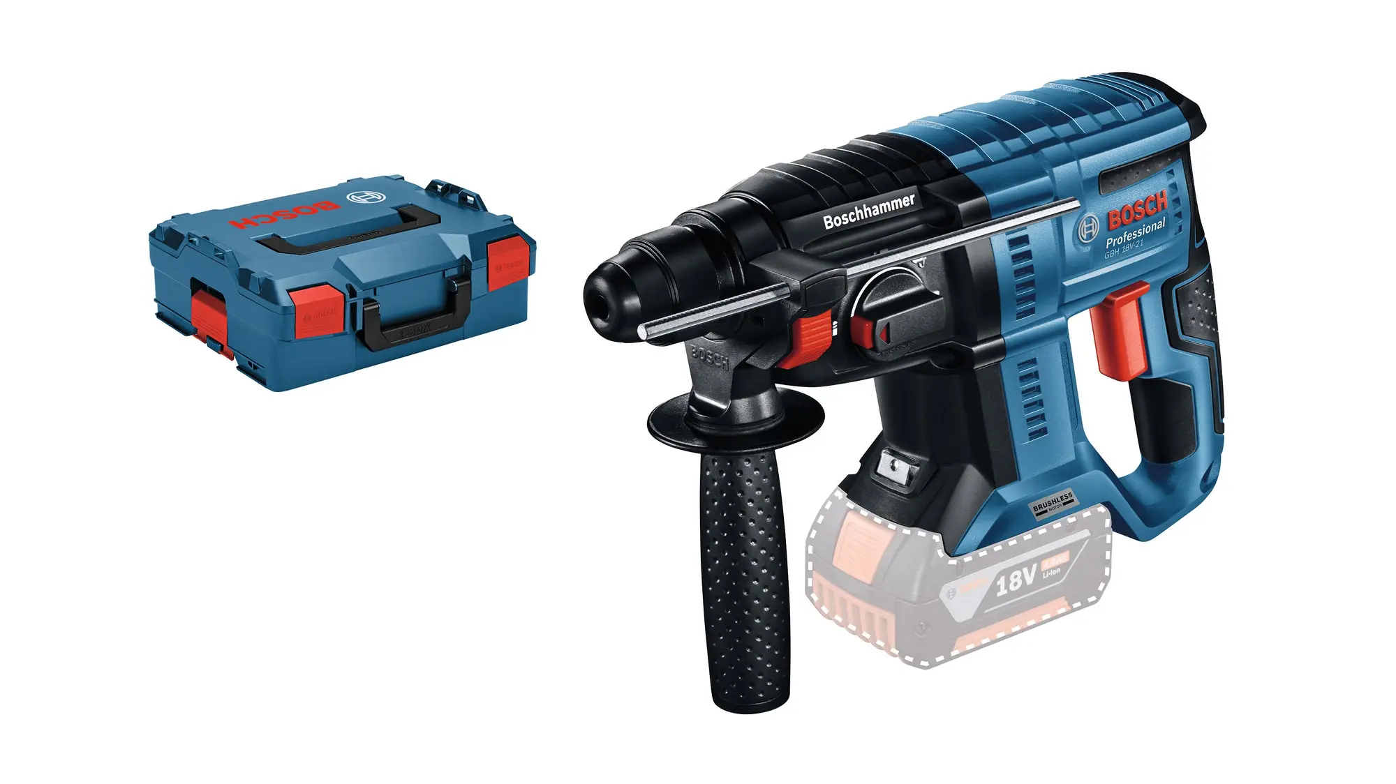 Bosch Akku-Bohrhammer GBH 18V-21 Professional mit SDS-plus und Tiefenanschlag, Solo Version,