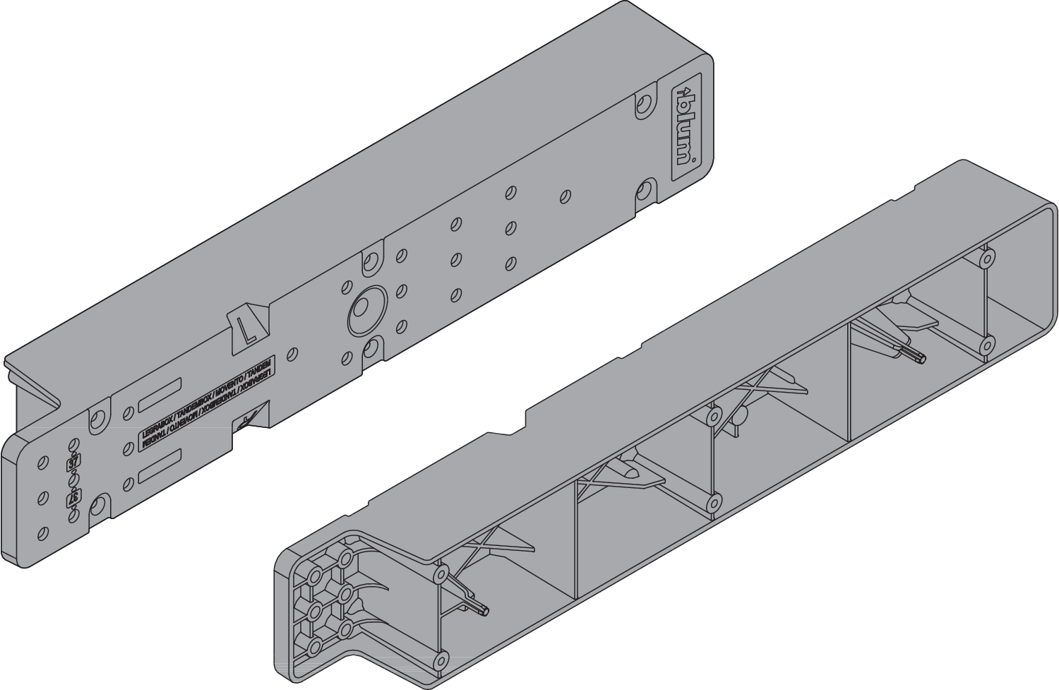 Blum Space Step Distanzleiste, 410x66x50 mm, oriongrau, Z95D4100.38
