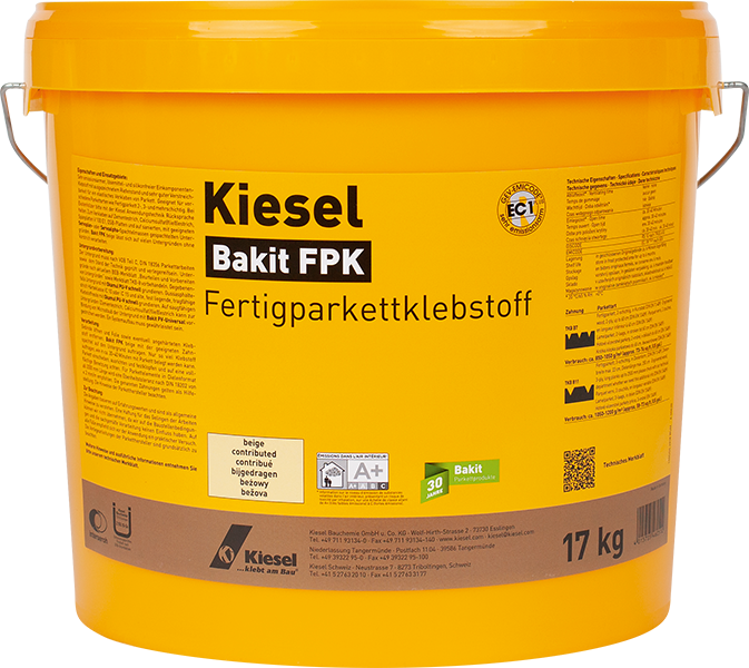 Kiesel Parkettkleber Bakit FPK, Farbton beige, 17 kg Eimer, 46051