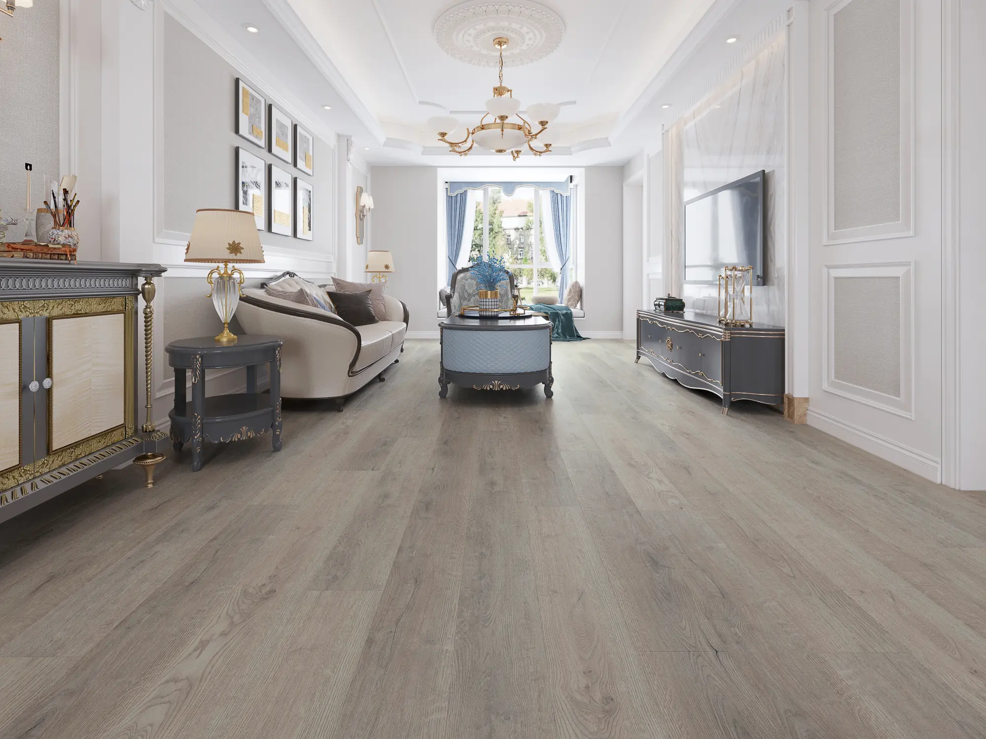 Designbelag Rigid SPC XL Oak grey, 4-seitig Microfase, lackiert, inkl. Trittschalldämmung, NK 33