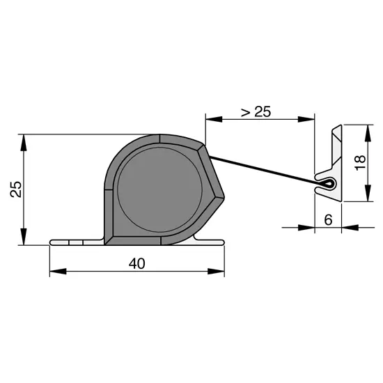 Athmer Fingerschutzrollo Nr. 25, Länge 1925mm, nicht kürzbar, Auszugslänge 260mm, 5-101-1925-2109