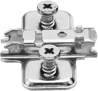 Blum Clip Kreuzmontageplatte 0 mm, Stahl, vormontierte Systemschrauben, HV: Langloch, vernickelt