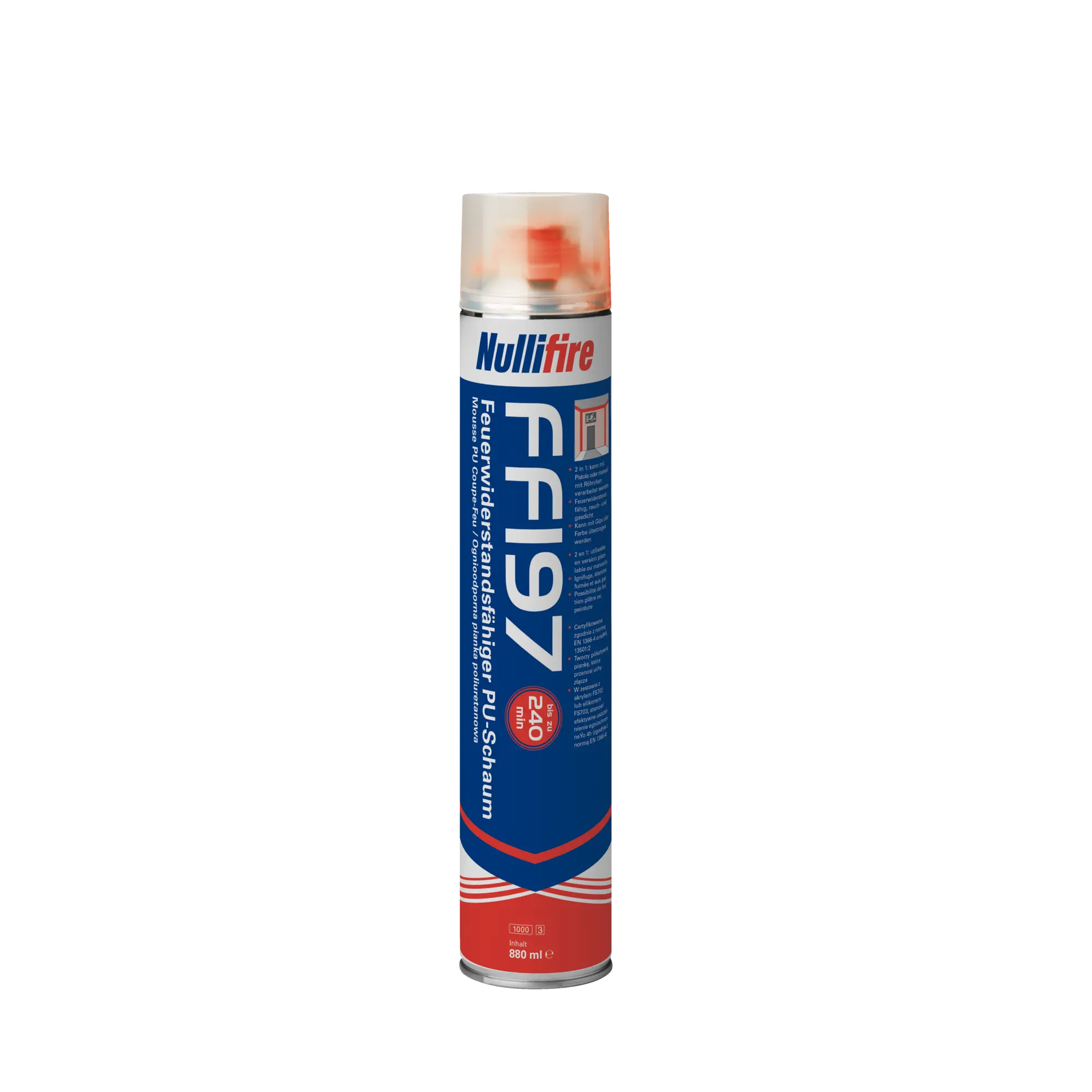 Illbruck Nullifire FF197 Feuerwiderstandsfähiger PU-Schaum, grau, 880 ml