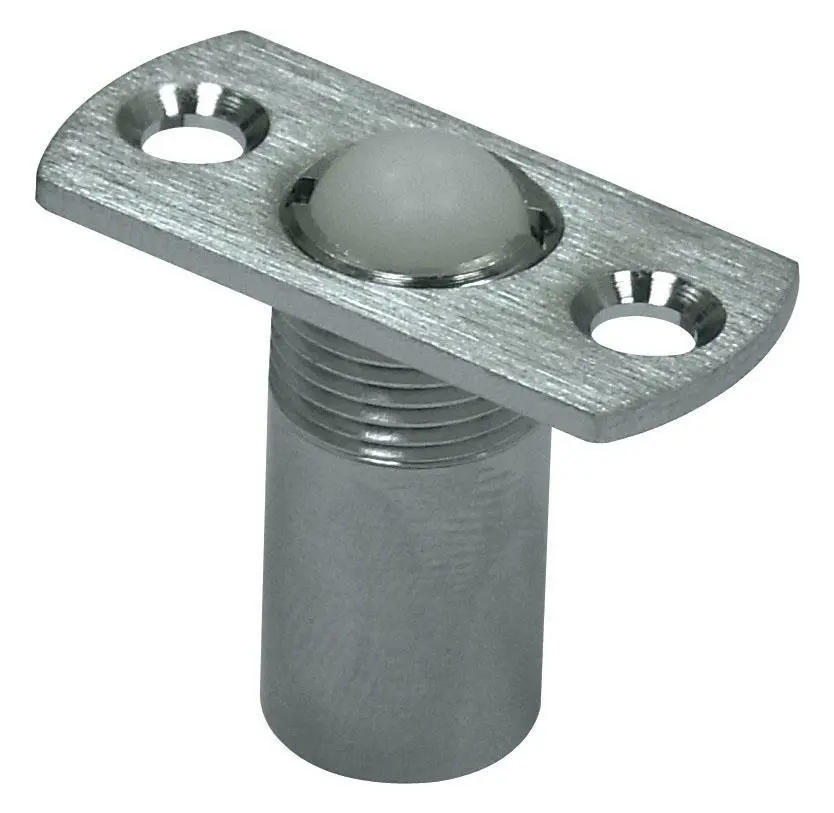 Hermat Glastür Nylon Kugelschnäpper, im Metallgehäuse, Bohrmaß 12 x 25,5mm, Edelstahl farbig, 16518