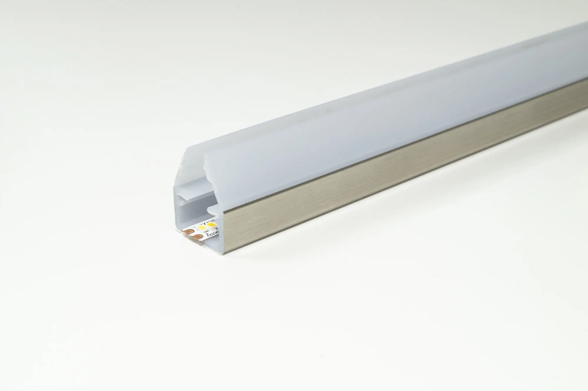 LS LED Glaskantenprofil Fly, 15x19 mm, für 6-8 mm Glas, Kunststoff silber, 2050 mm