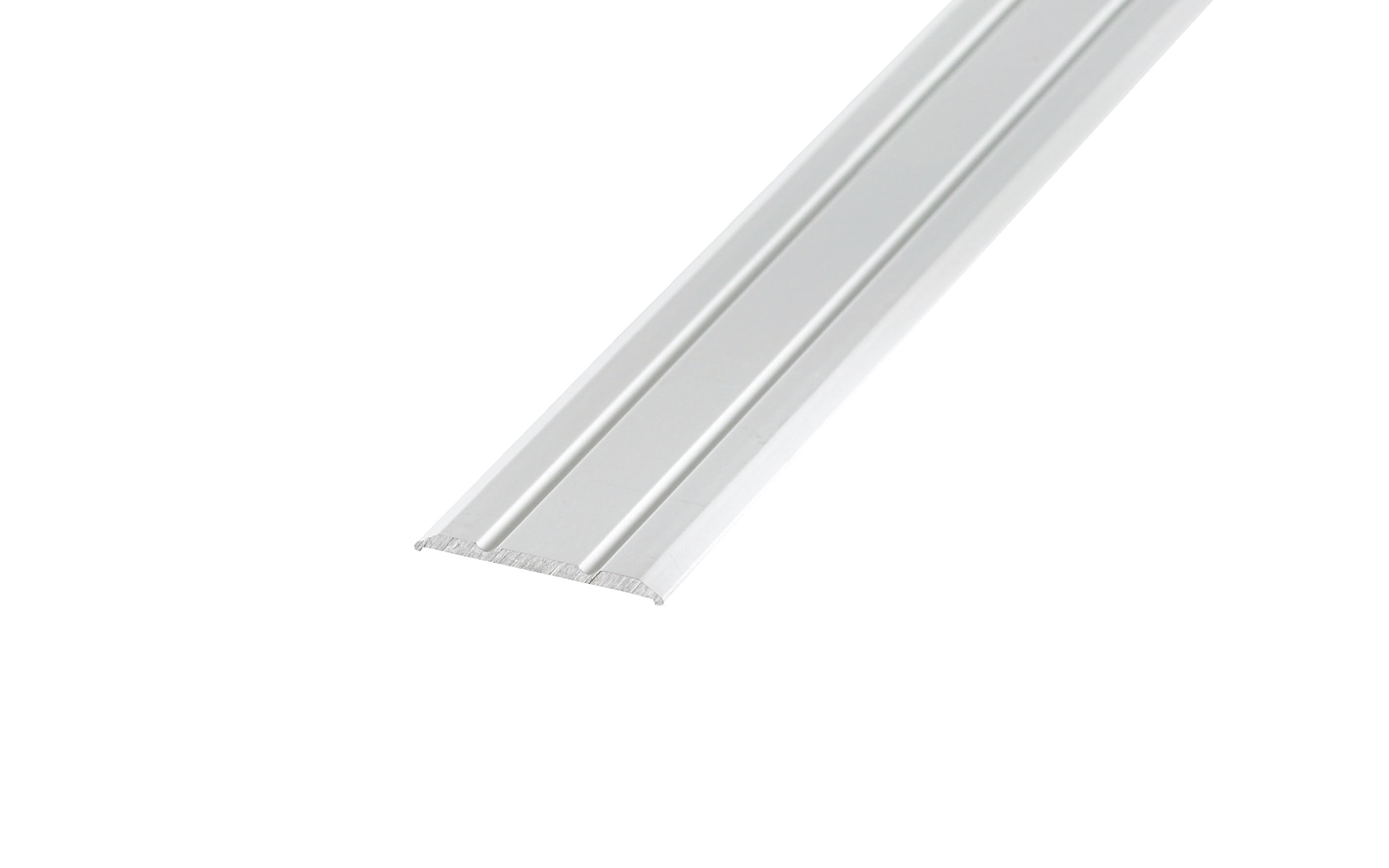 Übergangsprofil 25 mm flach selbstklebend, Oberfläche mit 2 Rillen, Alu eloxiert silberfarben 56030