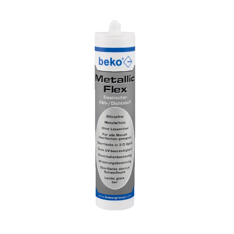 Beko Metallic-Flex metallic silber, Elastischer 1-K Kleb-/Dichtstoff Metalleffekt