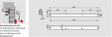 Dorma Sturzfutterwinkel Gleitschiene G-N silberfarbig 